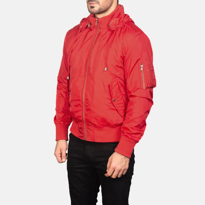 Hanklin Ma-1 Red Hooded Bomber Jacket - Image 2