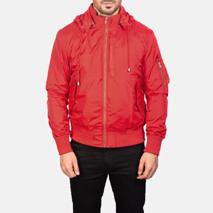 Hanklin Ma-1 Red Hooded Bomber Jacket - Image 4