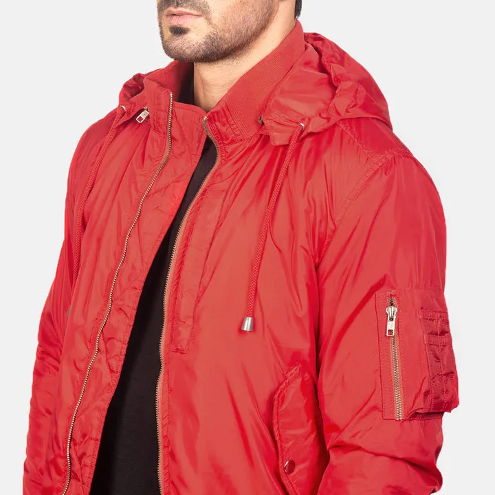 Hanklin Ma-1 Red Hooded Bomber Jacket - Image 6