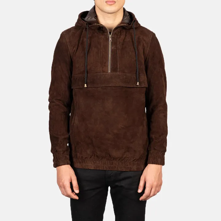 Kenton Hooded Mocha Suede Pullover Jacket - Image 4