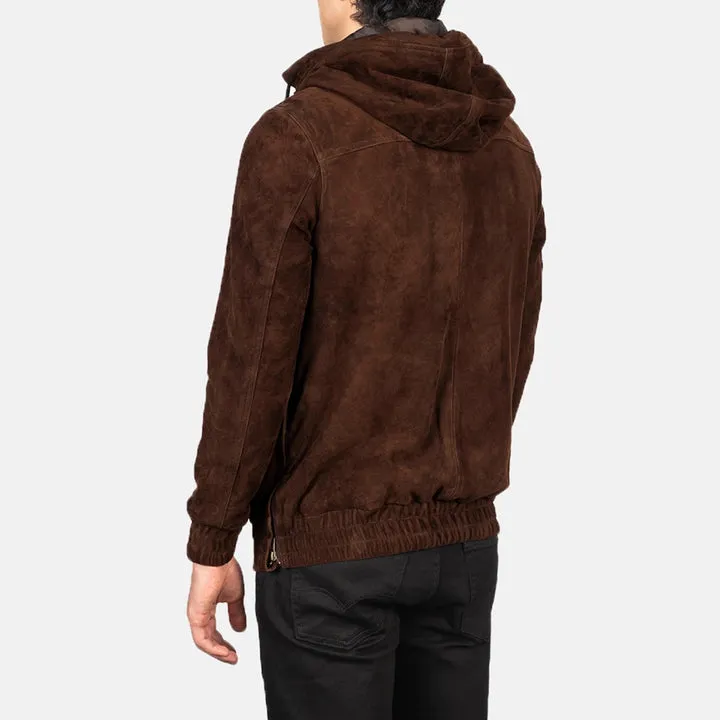 Kenton Hooded Mocha Suede Pullover Jacket - Image 5