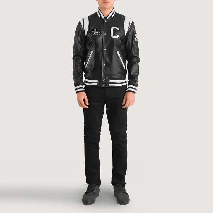 Liberte California Black Leather Varsity Jacket - Image 3