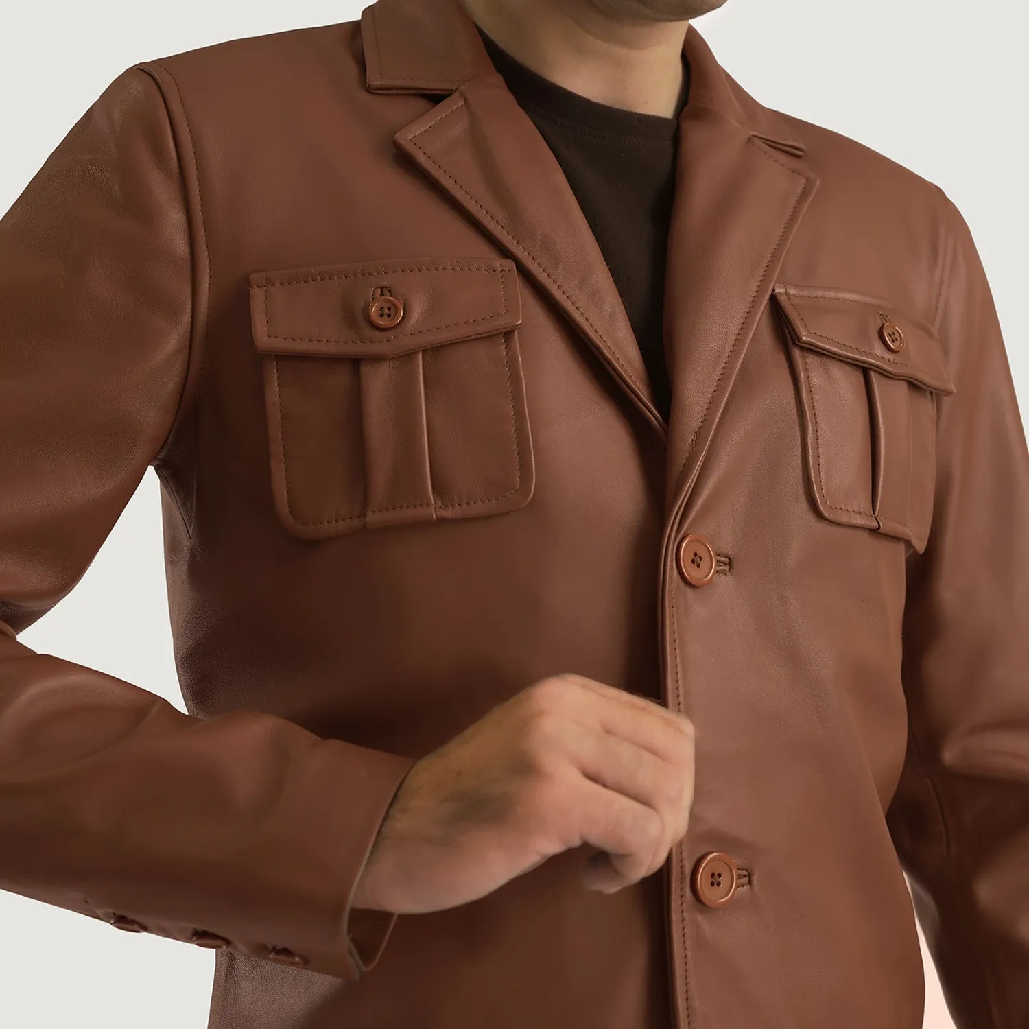 Ray Cutler Brown Leather Blazer - Image 6