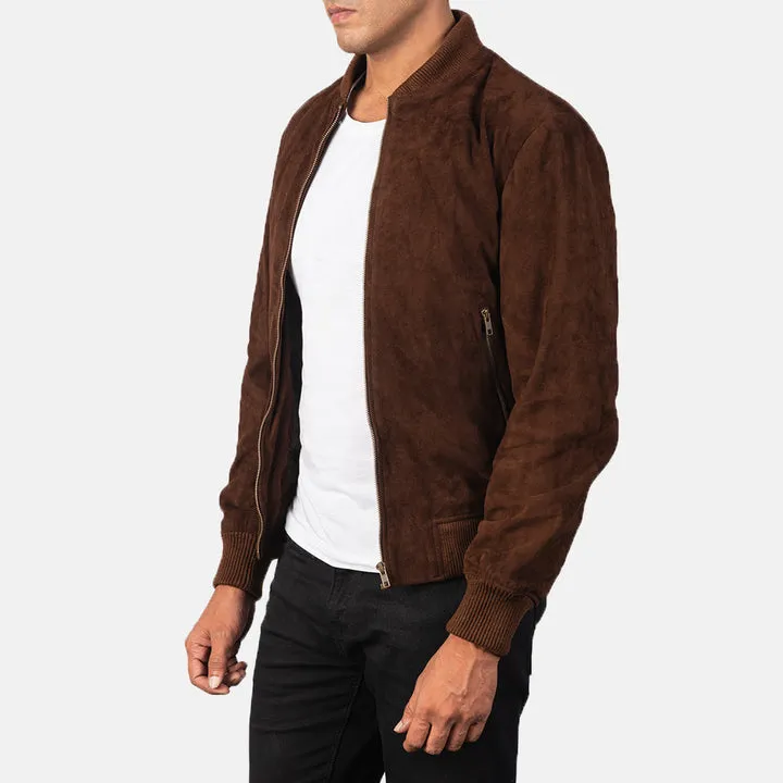 Shane Mocha Suede Bomber Jacket - Image 2