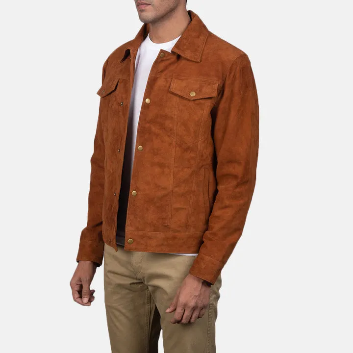 Stallon Brown Suede Trucker Jacket - Image 3