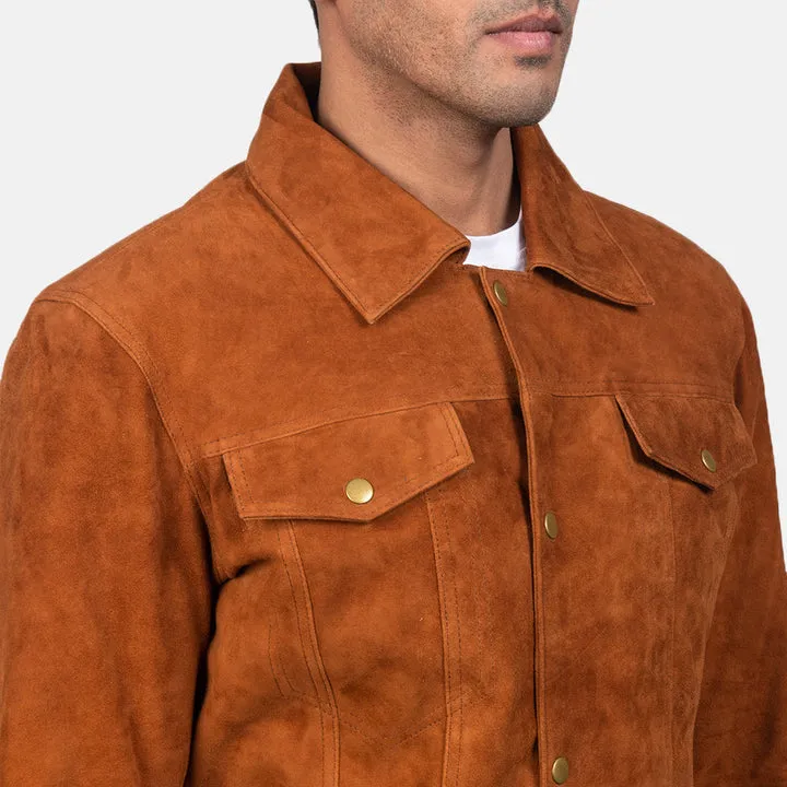Stallon Brown Suede Trucker Jacket - Image 6