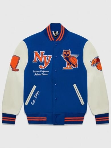 OVO Knicks Blue Varsity Jacket