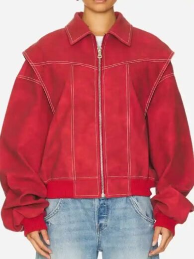 Off Campus 2026 Mika Abdalla Red Bomber Jacket