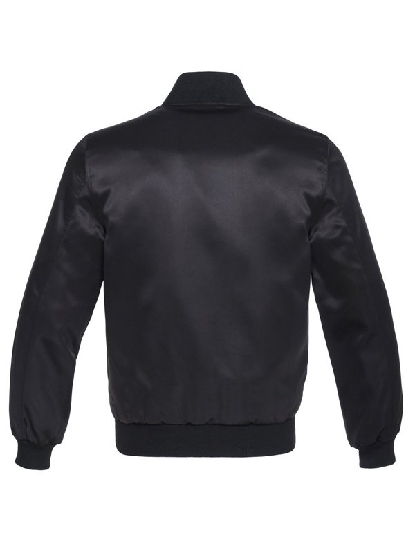 Mens Black Satin Bomber Jacket - Image 2