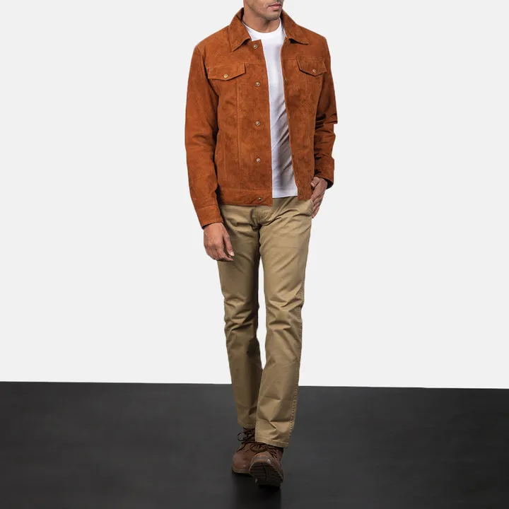 Stallon Brown Suede Trucker Jacket - Image 5