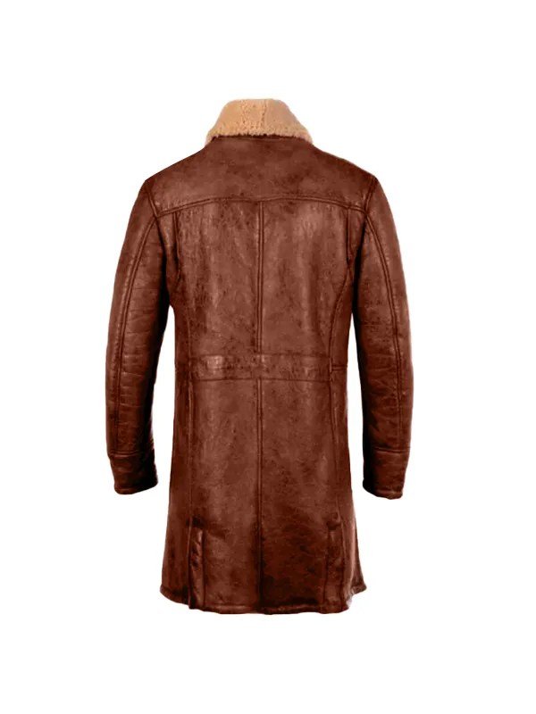 Tan Bane Shearling Leather Trench Coat - Image 2