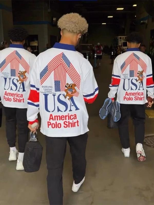 USA vs Senegal Pregame Arrival USMNT Long-Sleeve Rugby Top - Image 2