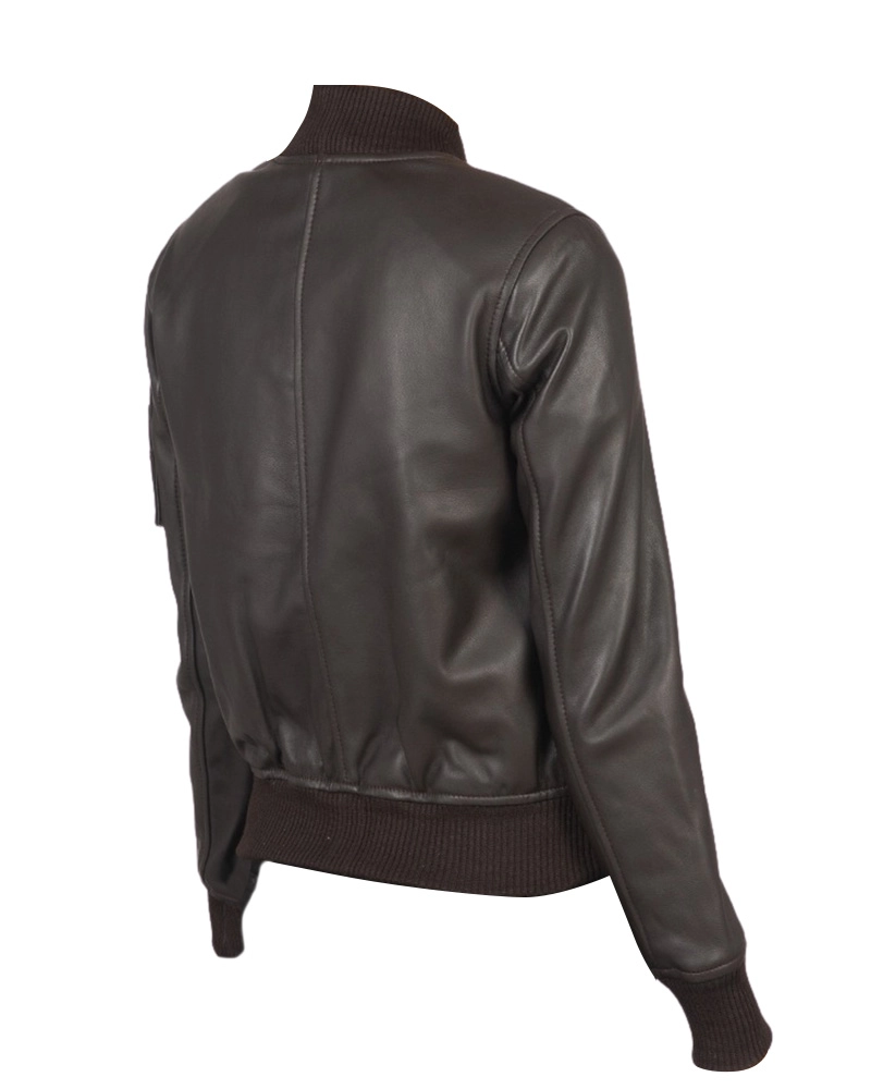 Ava Ma-1 Brown Leather Bomber Jacket - Image 2