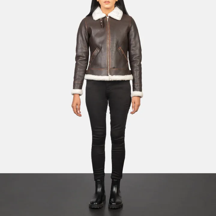 Sherilyn B-3 Brown Leather Bomber Jacket - Image 3