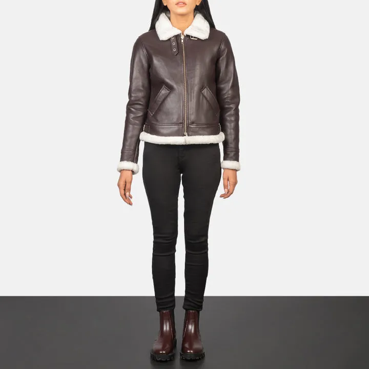 Sherilyn B-3 Maroon Leather Bomber Jacket - Image 3