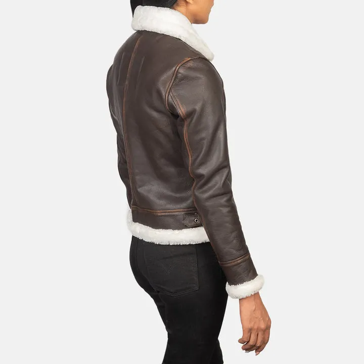 Sherilyn B-3 Brown Leather Bomber Jacket - Image 4