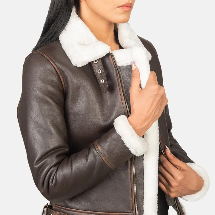 Sherilyn B-3 Brown Leather Bomber Jacket - Image 5