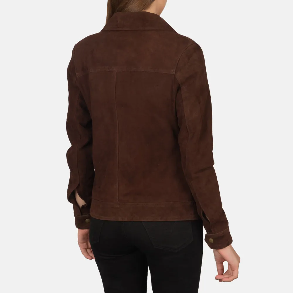 Suzy Mocha Suede Trucker Jacket - Image 4