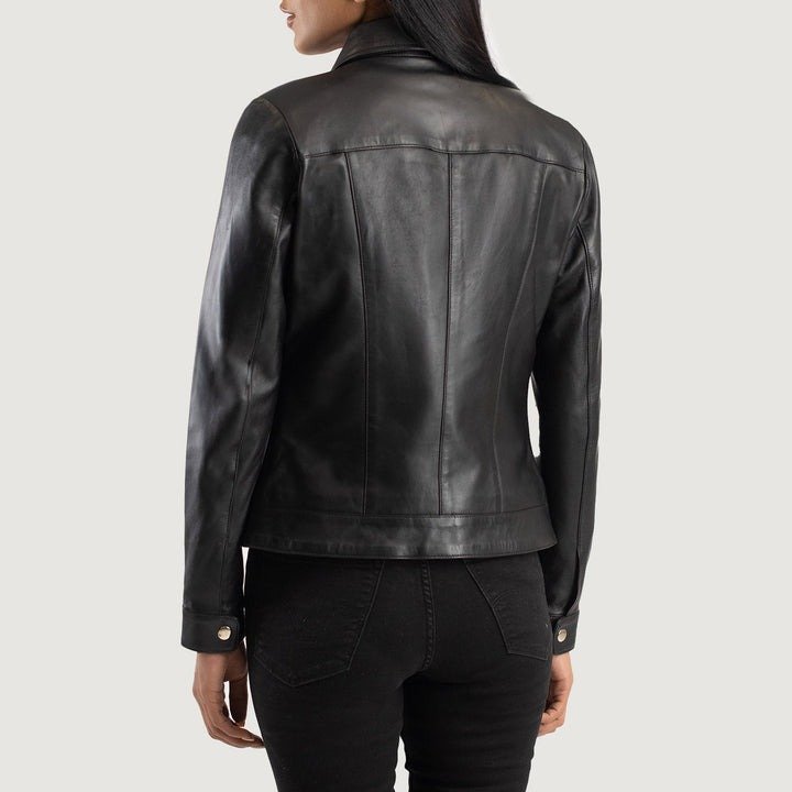 Vixen Black Classic Collar Leather Jacket - Image 5