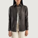 Zenith Brown Leather Shirt Jacket