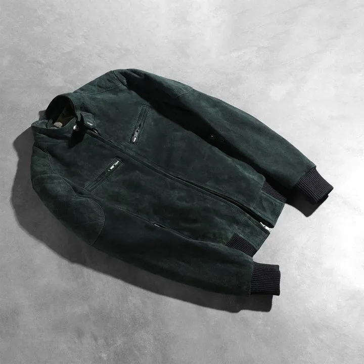 Zenna Green Suede Bomber Jacket - Image 3