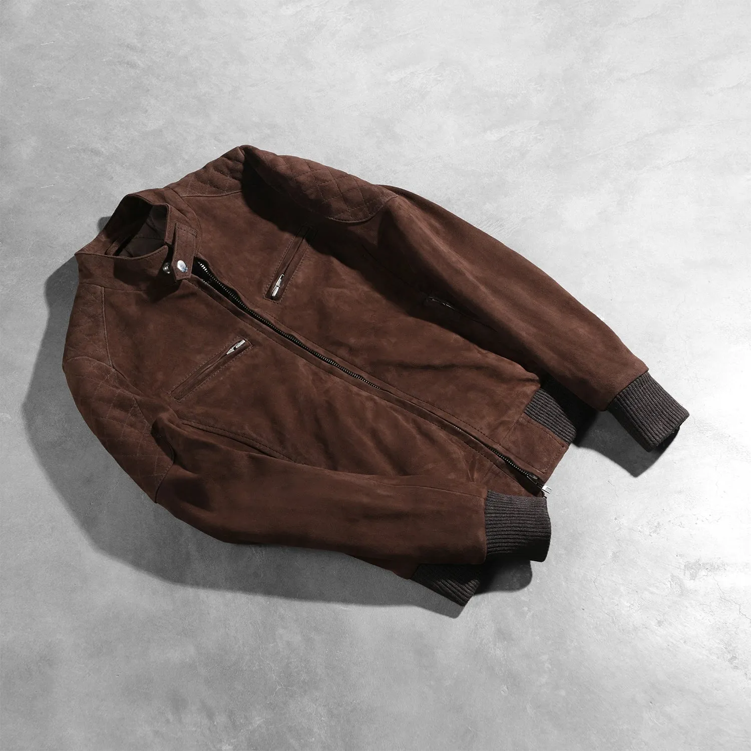 Zenna Mocha Suede Bomber Jacket - Image 3