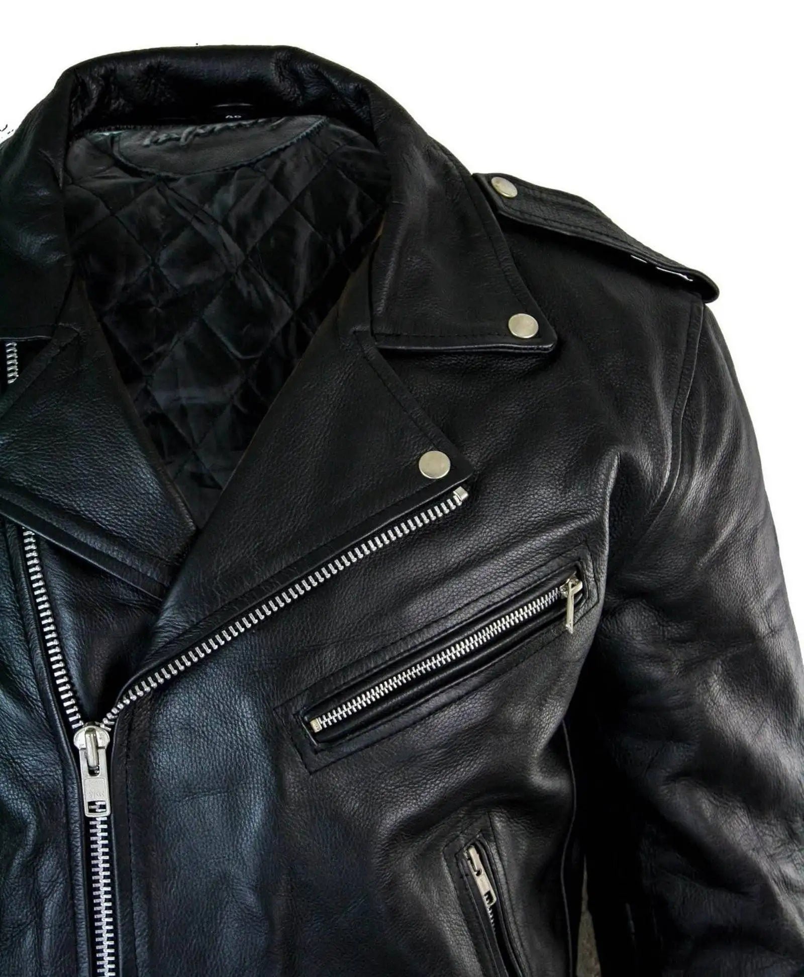 Allaric Alley Distressed Black Leather Biker Jacket - Image 4