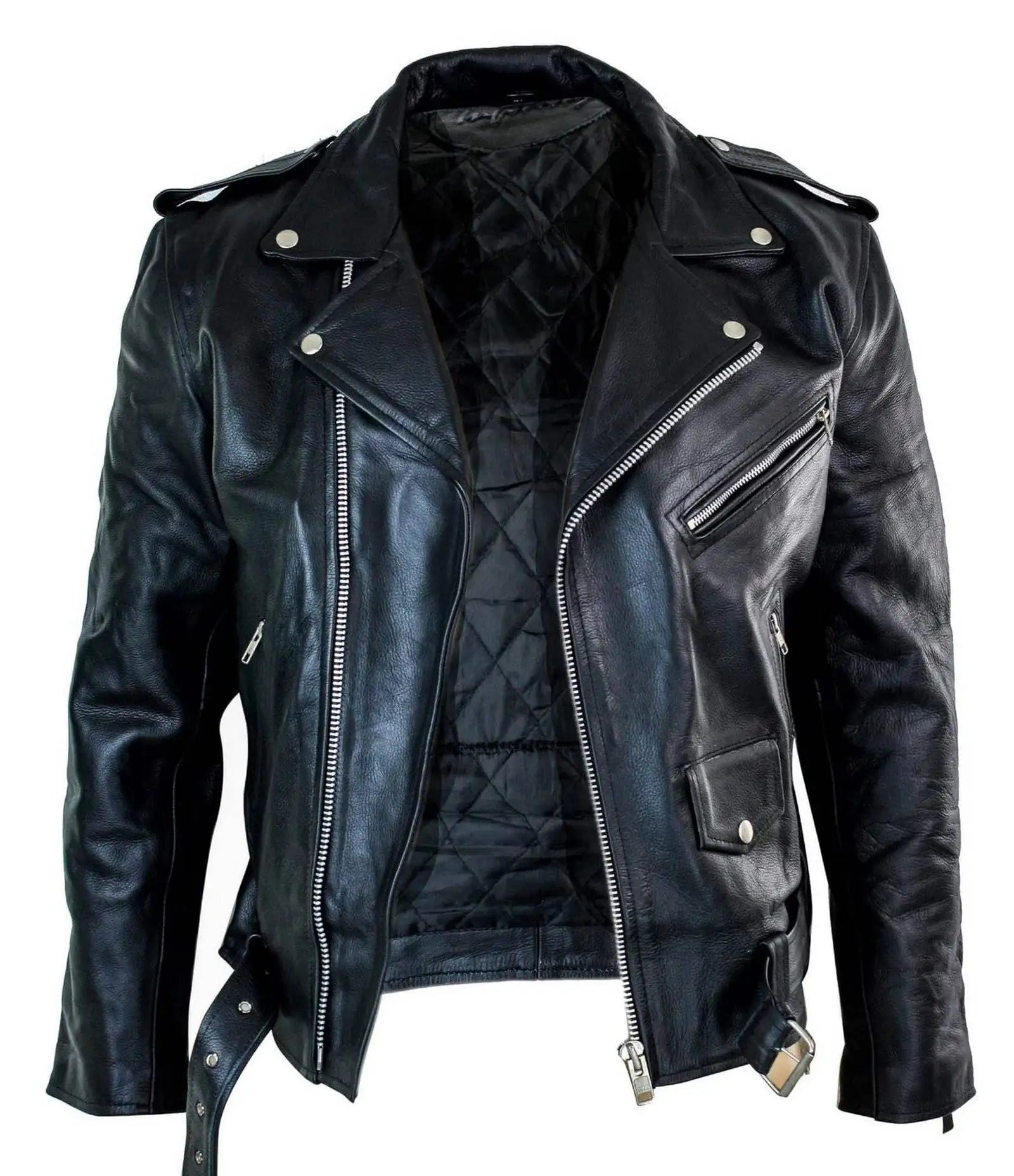 Allaric Alley Distressed Black Leather Biker Jacket