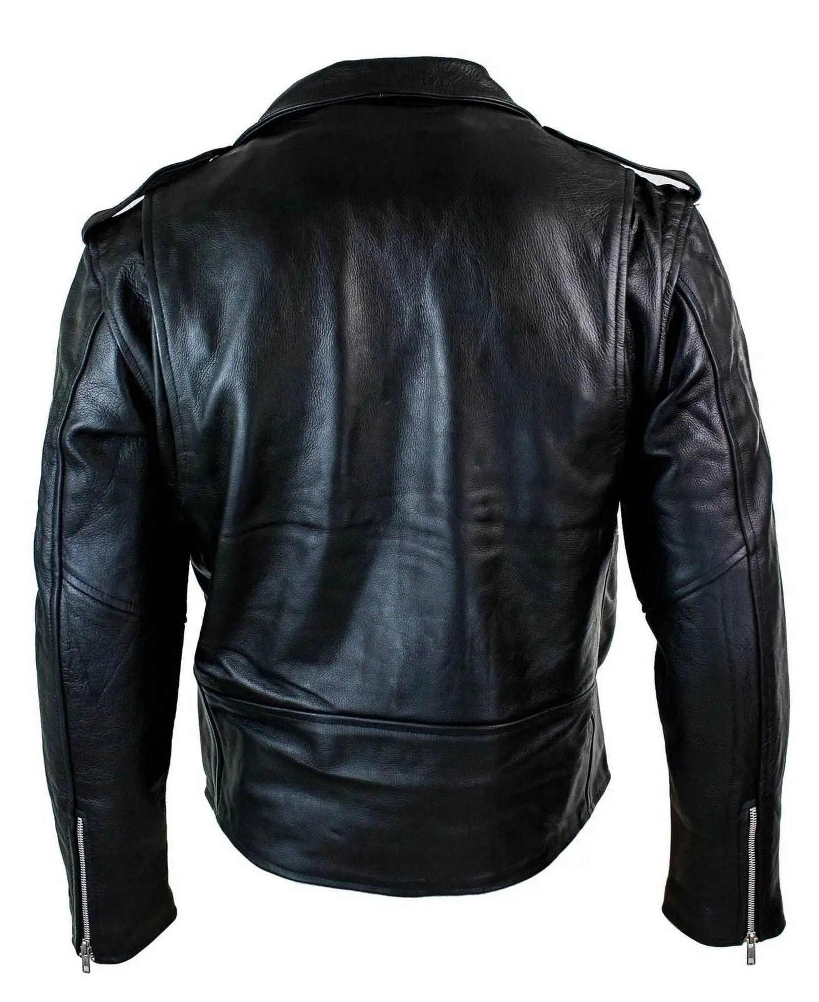 Allaric Alley Distressed Black Leather Biker Jacket - Image 3