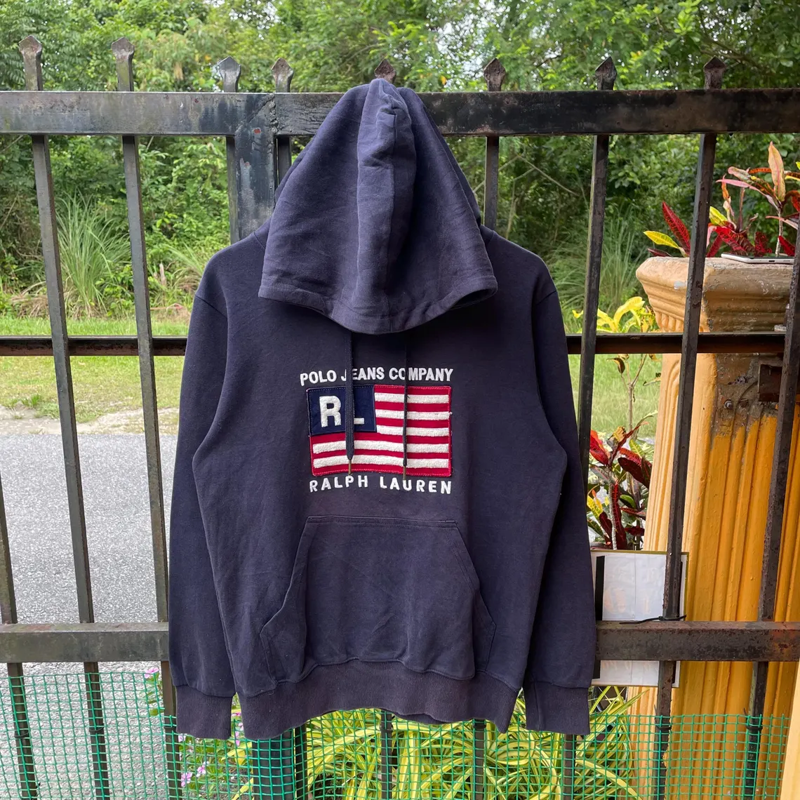 Vintage Polo Ralph Lauren Polo Jeans Company Big Flag Logo Polo Big Spellout Pullover Sweater Hoodie