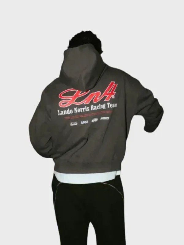 Lando Norris Charcoal Zip Hoodie - Image 7