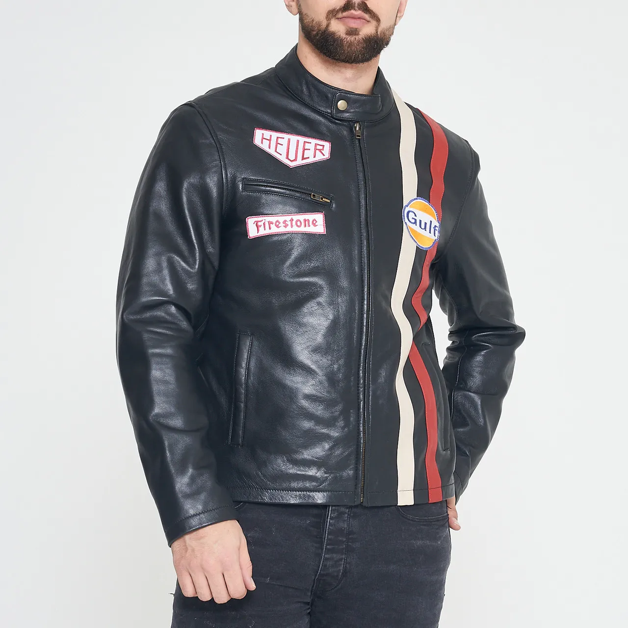 Le Mans Steve McQueen Leather Jacket Black - Image 4