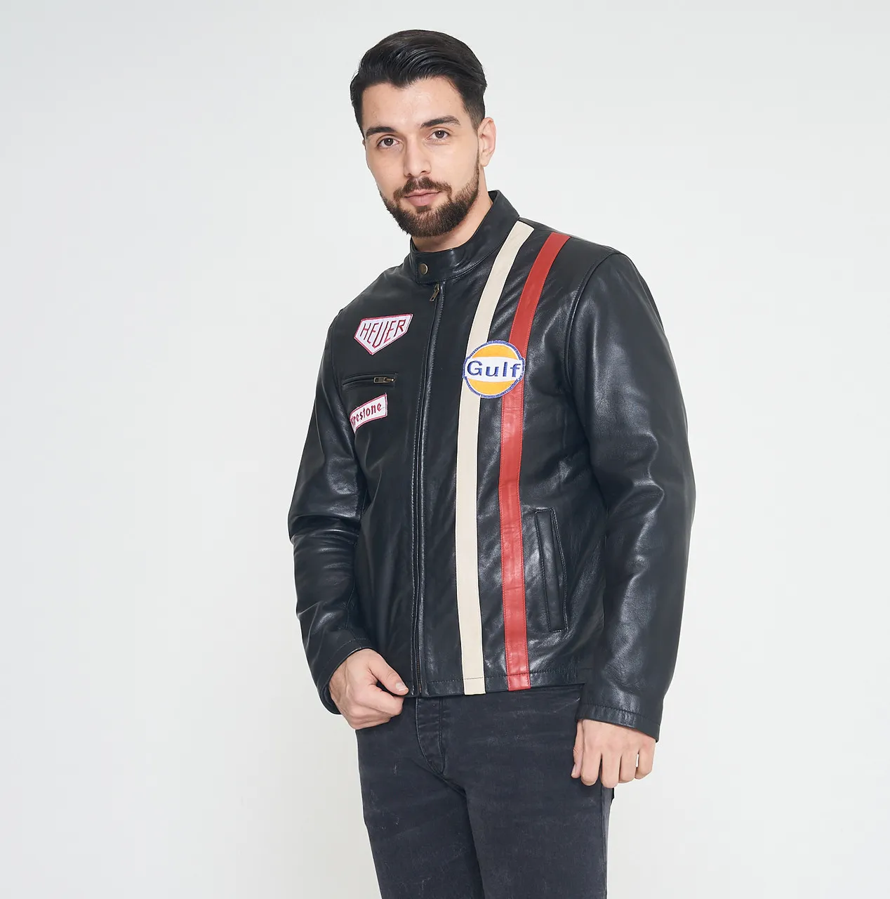 Le Mans Steve McQueen Leather Jacket Black - Image 3