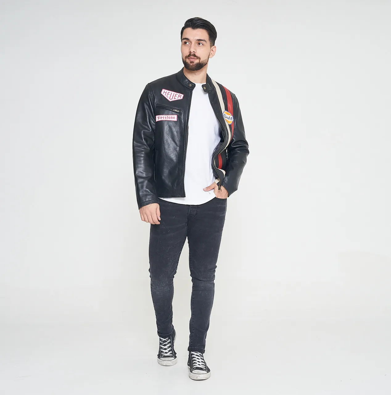 Le Mans Steve McQueen Leather Jacket Black - Image 2