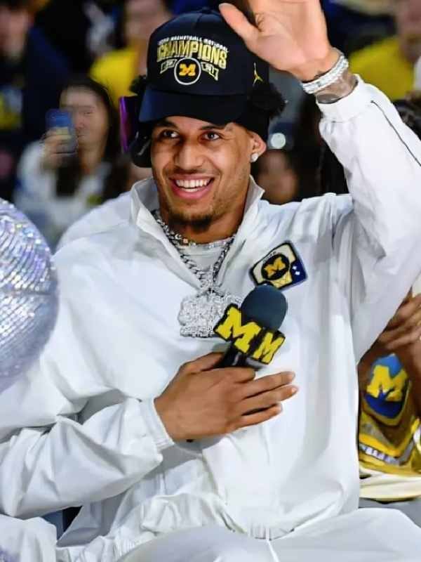 NCAA National Championship Victory Yaxel Lendeborg White Jacket