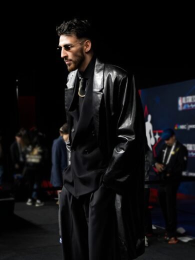 75th NBA All-Star Game Chet Holmgren Black Leather Coat