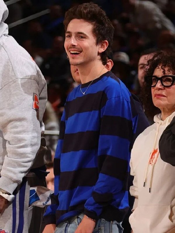 76ers vs Knicks Gameday Timothee Chalamet Striped Long Sleeve Tee