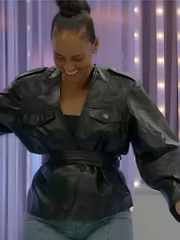 American Idol S24 Alicia Keys Belted Leather Jacket