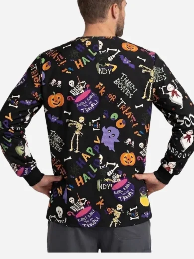 Halloween Bubble into the Trouble Scrub Jacket