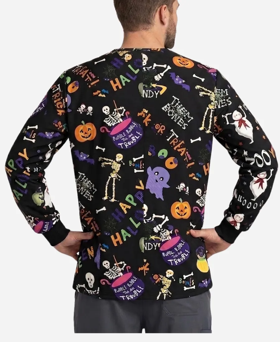 Halloween Bubble into the Trouble Scrub Jacket