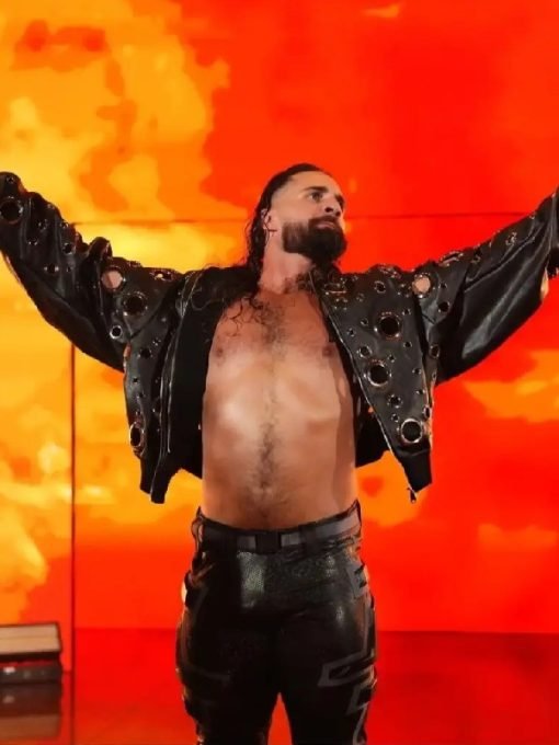RAW 2026 Seth Rollins Leather Bomber Jacket
