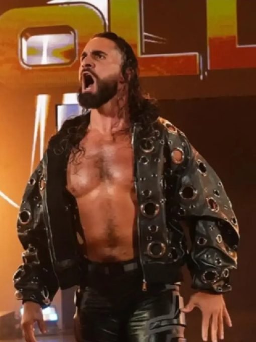 RAW 2026 Seth Rollins Leather Bomber Jacket - Image 2