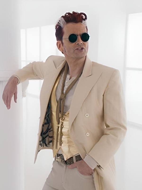 Good Omens S3 David Tennant Beige Blazer