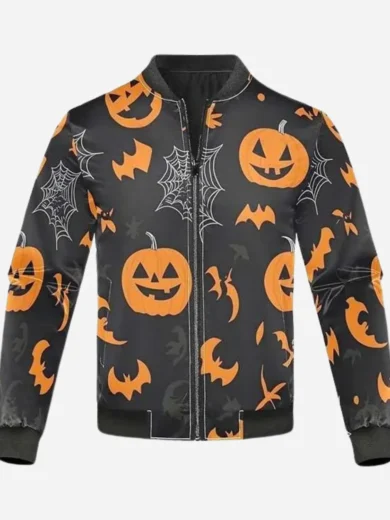 Halloween Pumpkins Black Bomber Jacket
