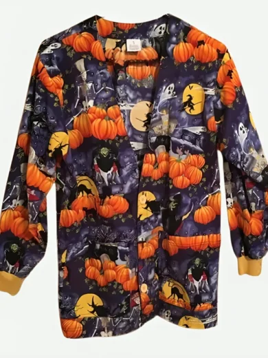 Halloween Pumpwitch Scrub Jacket