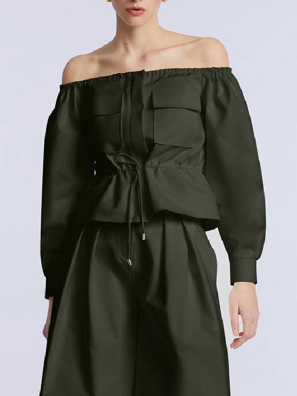 Kelly Clarkson Off Shoulder Drawstring Top