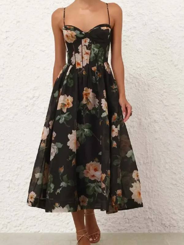 London 2026 Taylor Swift Black Floral Dress