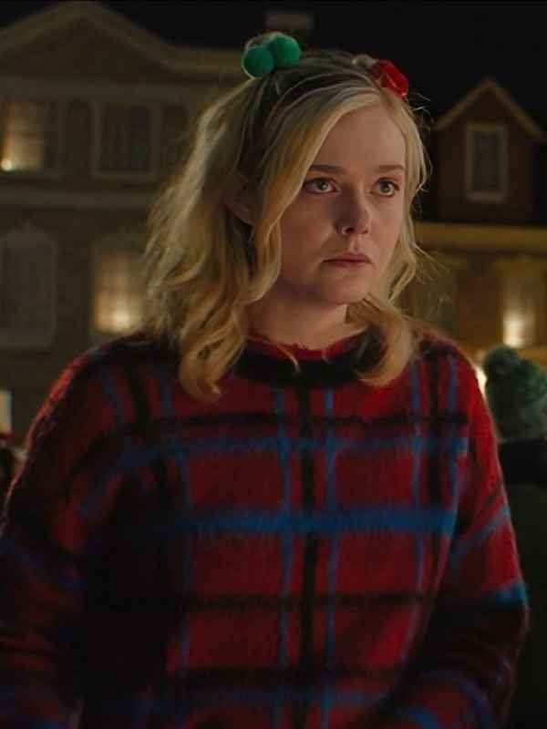 Margo’s Got Money Troubles 2026 Elle Fanning Red Plaid Sweater - Image 3
