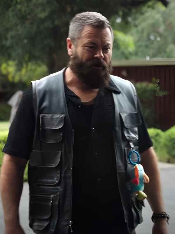 Margo’s Got Money Troubles 2026 Nick Offerman Leather Vest