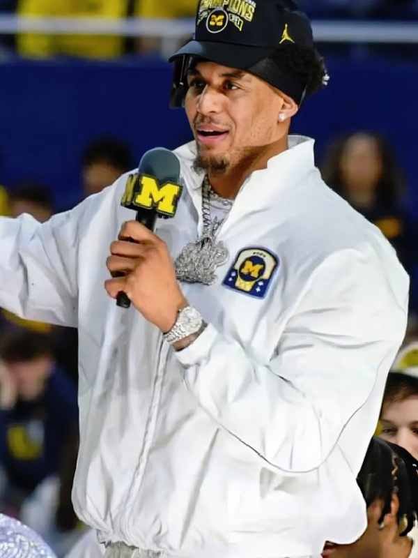NCAA National Championship Victory Yaxel Lendeborg White Jacket
